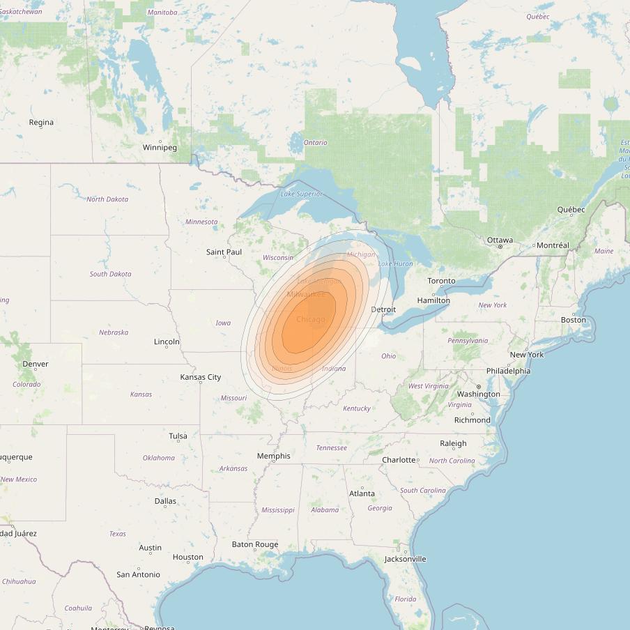 ViaSat 1 at 115° W downlink Ka-band Spot U11DL beam coverage map