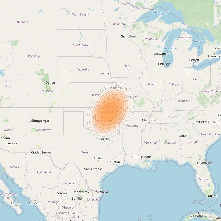 ViaSat 1 at 115° W downlink Ka-band Spot U23DL beam coverage map