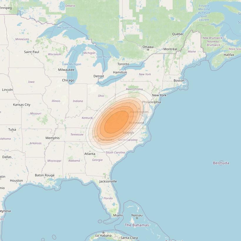 ViaSat 1 at 115° W downlink Ka-band Spot U28DL beam coverage map