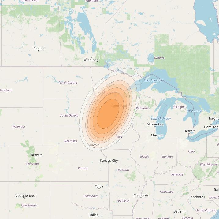 ViaSat 1 at 115° W downlink Ka-band Spot U2DR beam coverage map