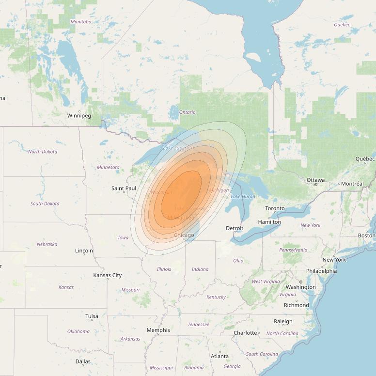 ViaSat 1 at 115° W downlink Ka-band Spot U4DR beam coverage map