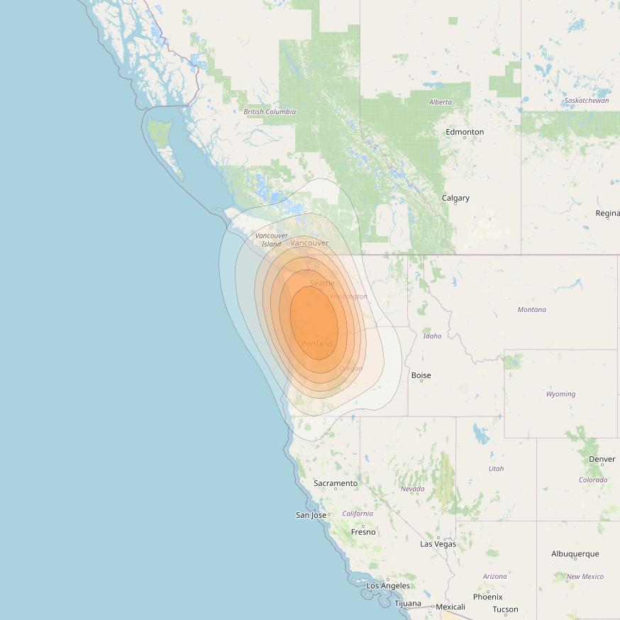 ViaSat 1 at 115° W downlink Ka-band Spot U66DL beam coverage map