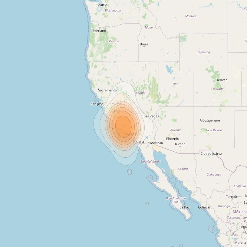 ViaSat 1 at 115° W downlink Ka-band Spot U70DR beam coverage map