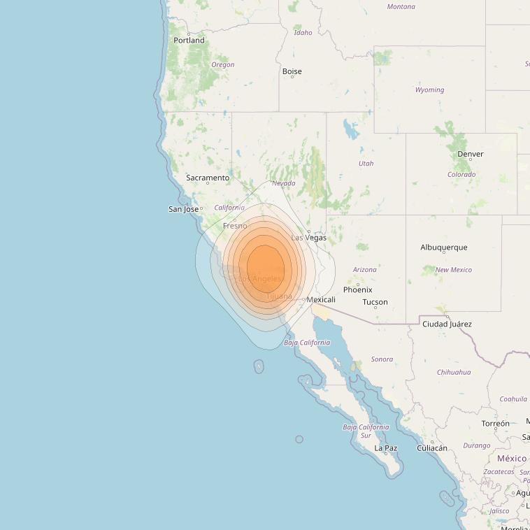 ViaSat 1 at 115° W downlink Ka-band Spot U71DL beam coverage map