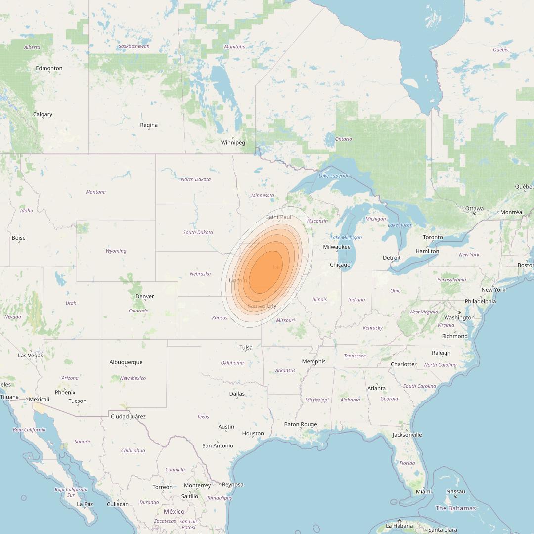 ViaSat 1 at 115° W downlink Ka-band Spot U9DL beam coverage map