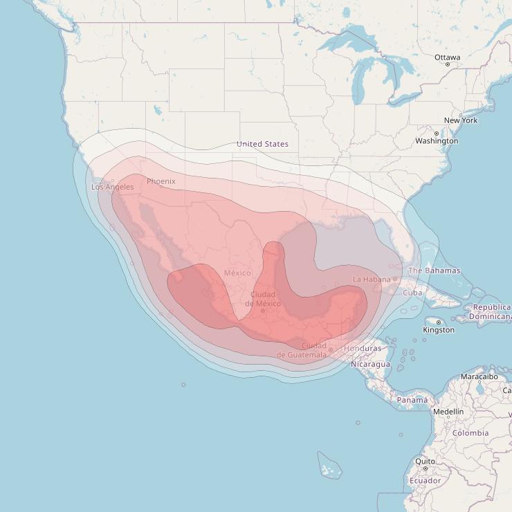 Eutelsat 115 West B at 115° W downlink Ku-band Ku1 beam coverage map