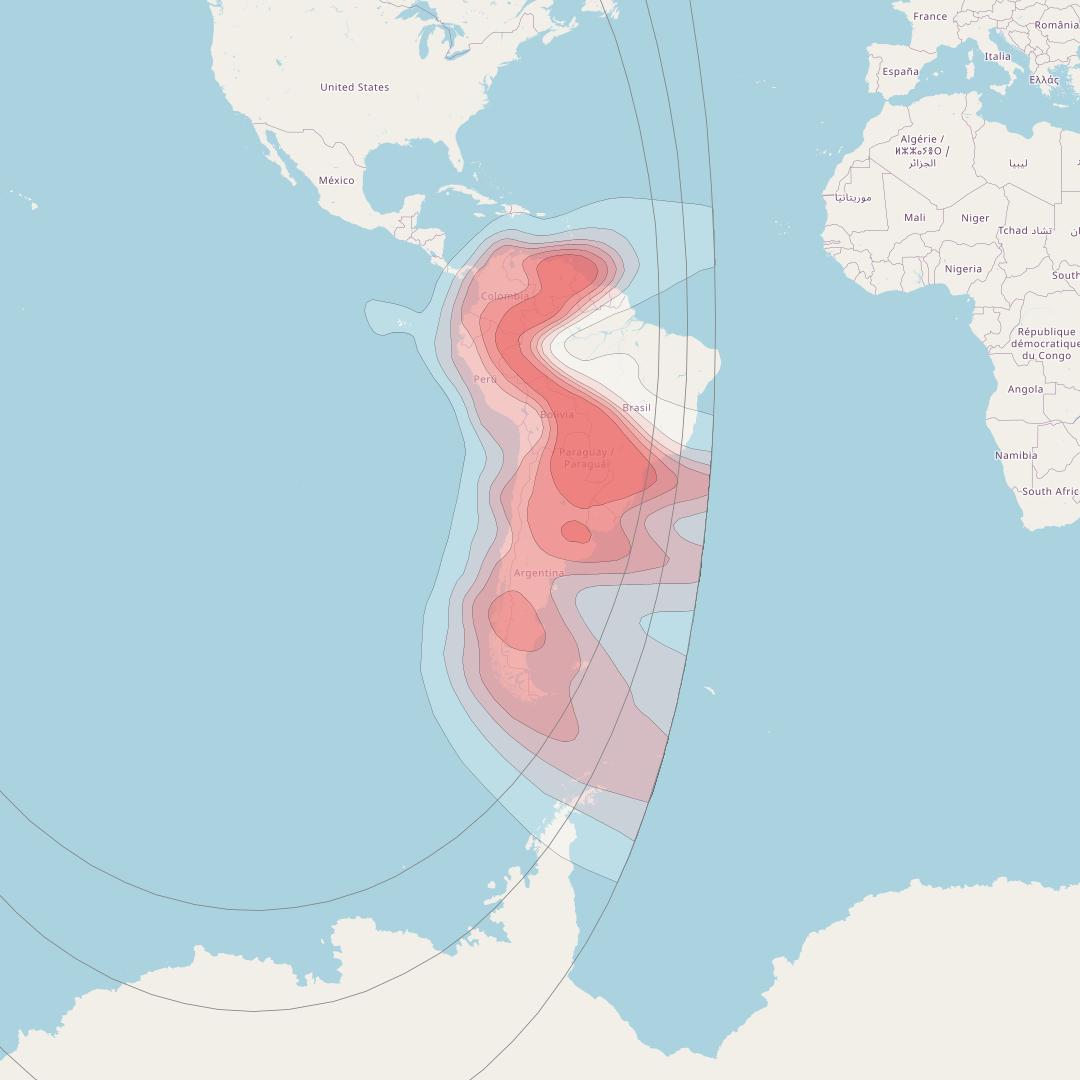 Eutelsat 117 West B at 117° W downlink Ku-band 3 beam coverage map