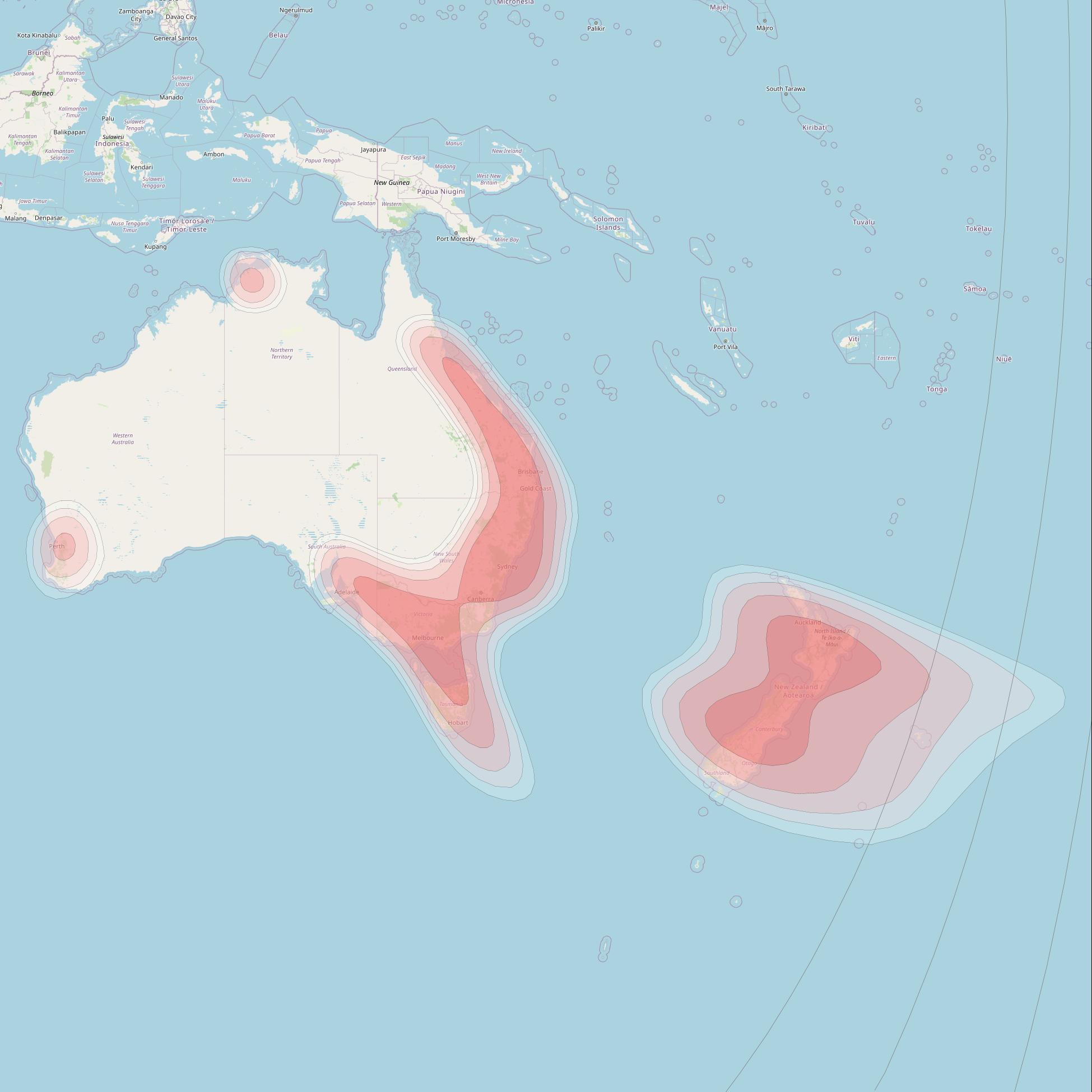 Thaicom 4 at 119° E downlink Ku-band Broadcast 5 beam coverage map