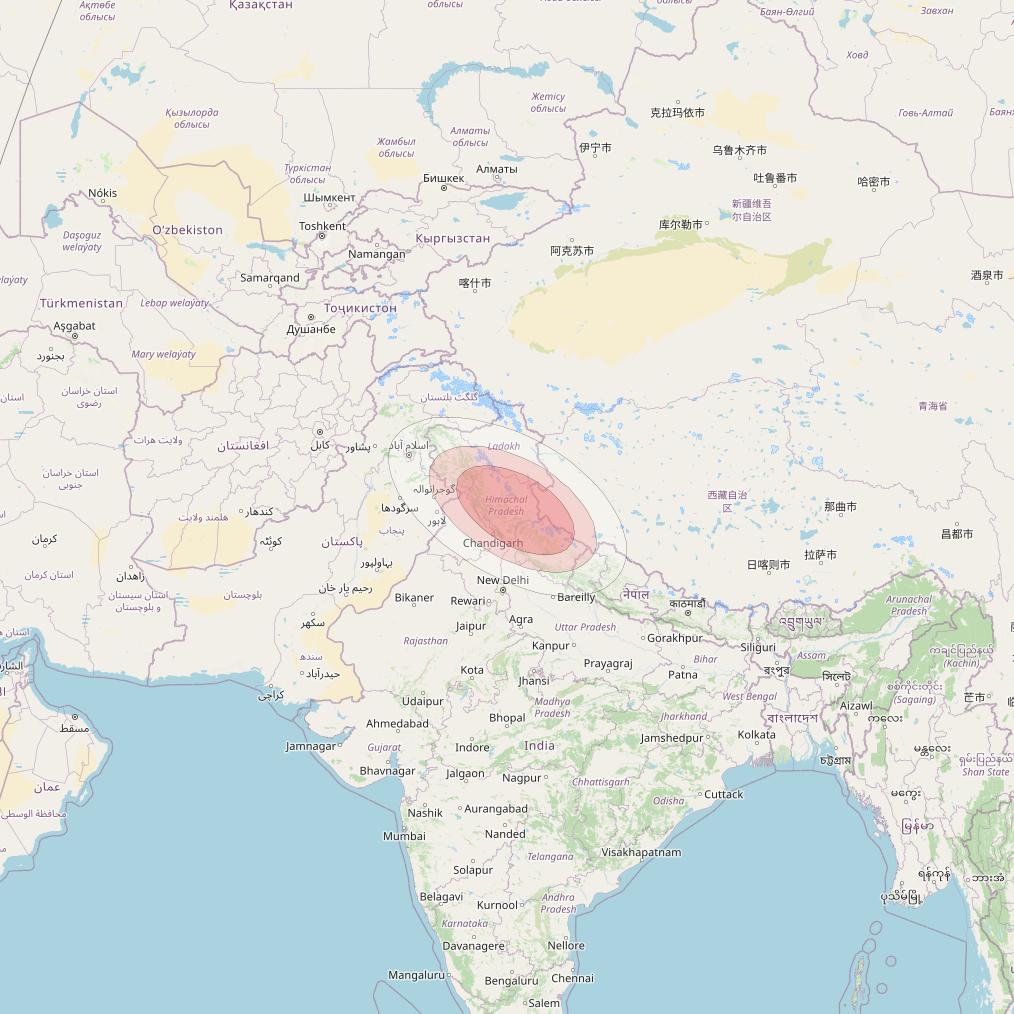 Thaicom 4 at 119° E downlink Ku-band Spot 101 beam coverage map