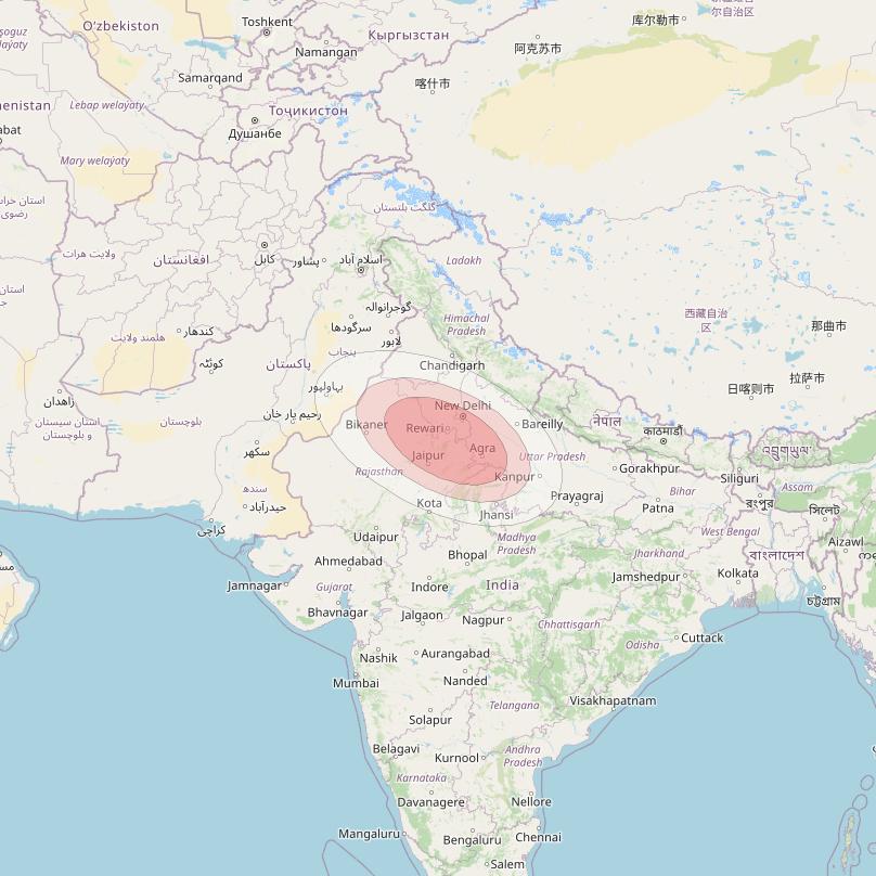 Thaicom 4 at 119° E downlink Ku-band Spot 102 beam coverage map