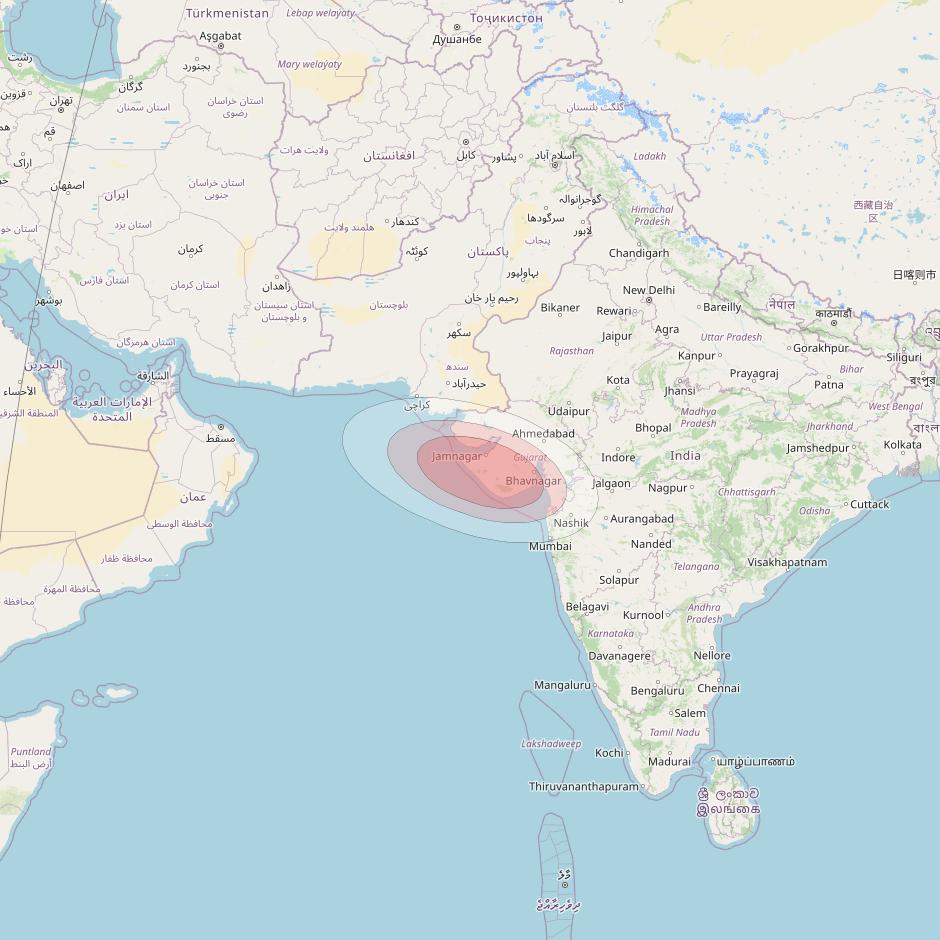 Thaicom 4 at 119° E downlink Ku-band Spot 109 beam coverage map