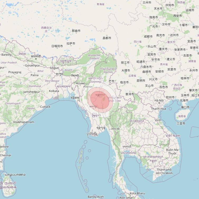 Thaicom 4 at 119° E downlink Ku-band Spot 201 beam coverage map