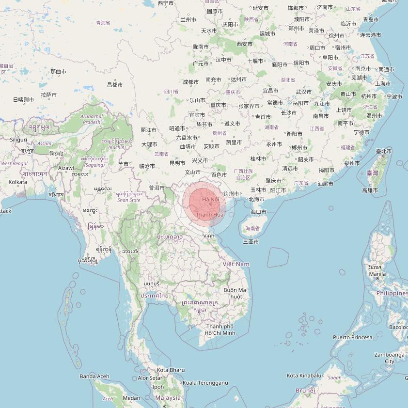 Thaicom 4 at 119° E downlink Ku-band Spot 205 beam coverage map