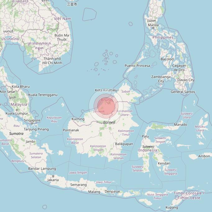 Thaicom 4 at 119° E downlink Ku-band Spot 216 beam coverage map