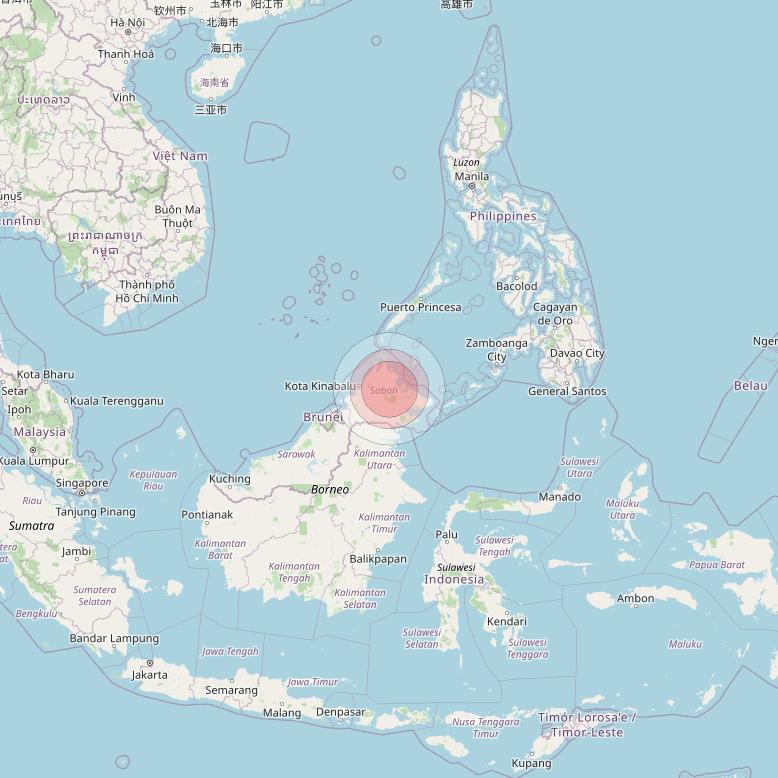 Thaicom 4 at 119° E downlink Ku-band Spot 217 beam coverage map