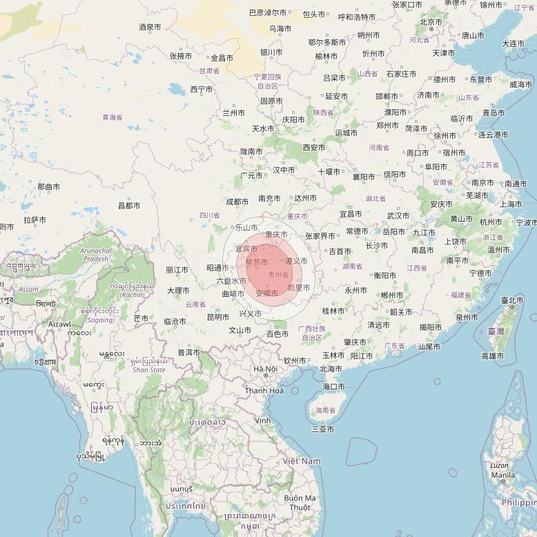 Thaicom 4 at 119° E downlink Ku-band Spot 315 beam coverage map