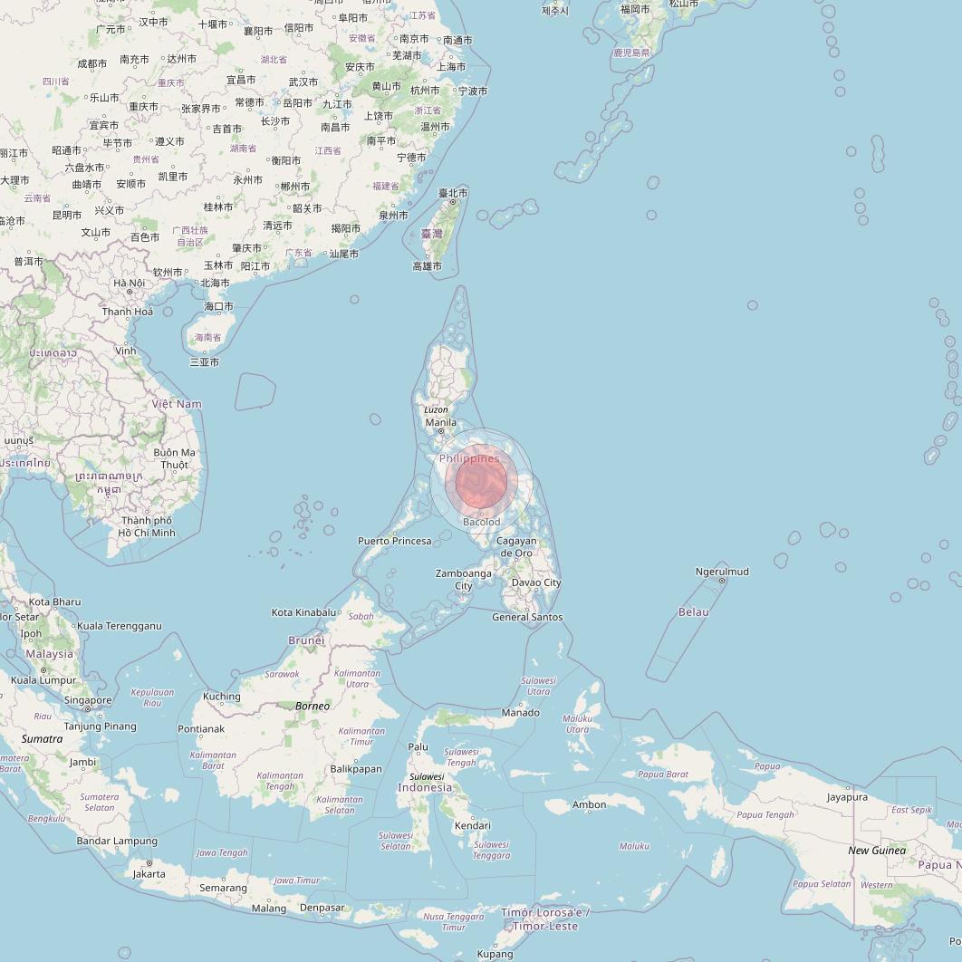 Thaicom 4 at 119° E downlink Ku-band Spot 702 beam coverage map