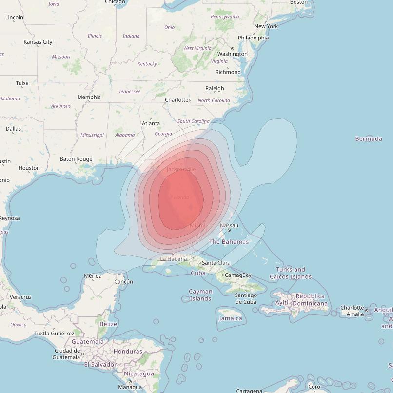 Echostar 14 at 119° W downlink Ku-band Spot A19 (Orlando) beam coverage map