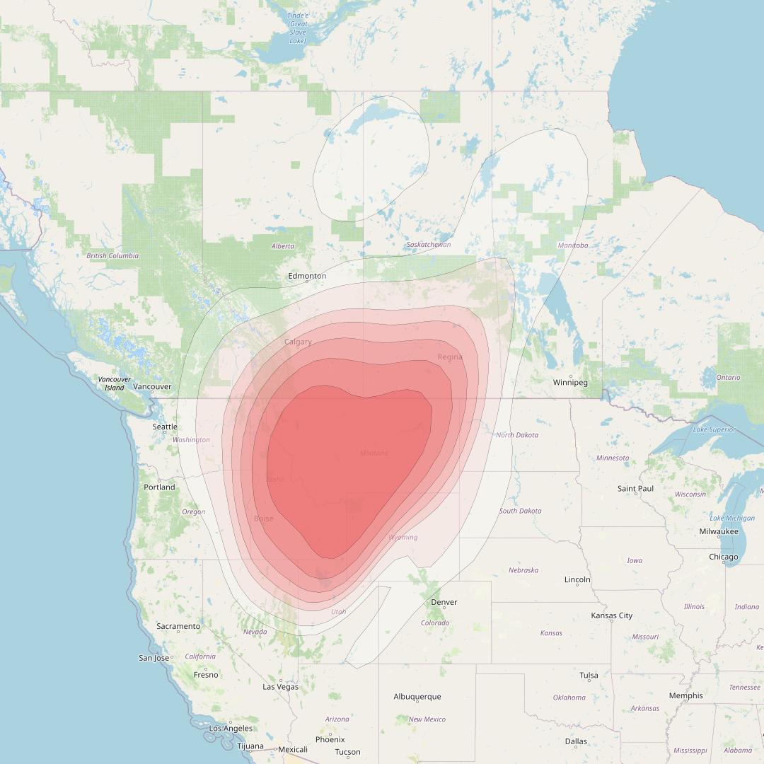 Echostar 14 at 119° W downlink Ku-band Spot A21 (Butte) beam coverage map