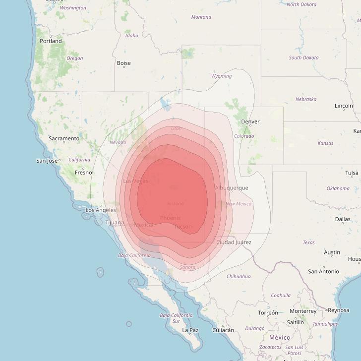 Echostar 14 at 119° W downlink Ku-band Spot A22 (Flagstaff) beam coverage map