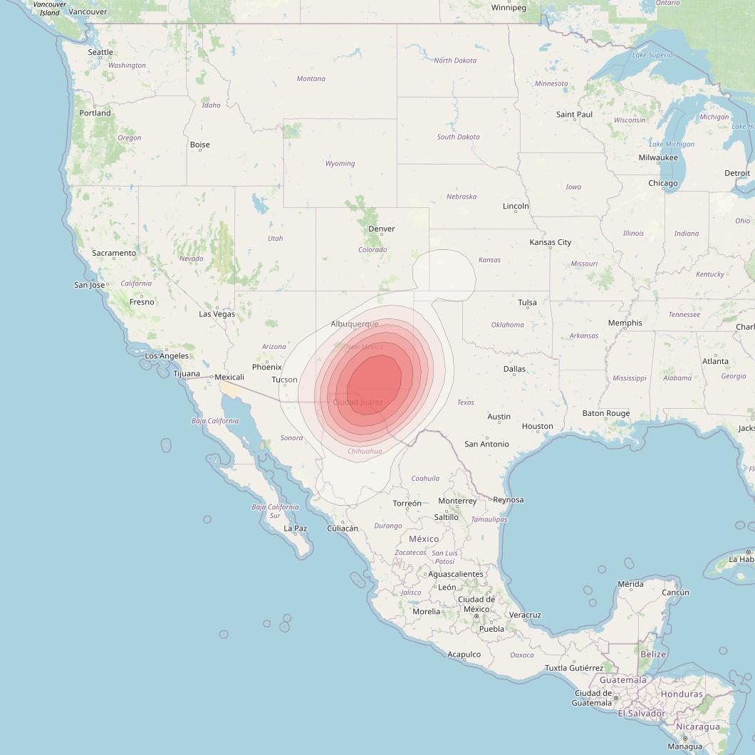 Echostar 14 at 119° W downlink Ku-band Spot A23 (ElPaso) beam coverage map