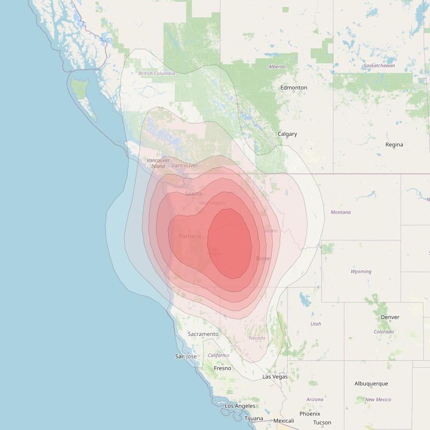 Echostar 14 at 119° W downlink Ku-band Spot B01 (Bend) beam coverage map