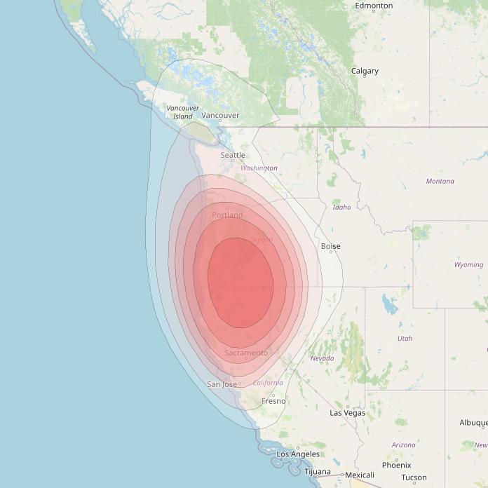 Echostar 14 at 119° W downlink Ku-band Spot B02 (Medford) beam coverage map