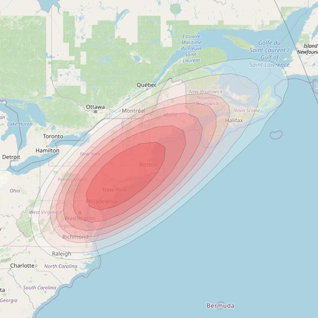 Echostar 14 at 119° W downlink Ku-band Spot B17 (NewYork) beam coverage map