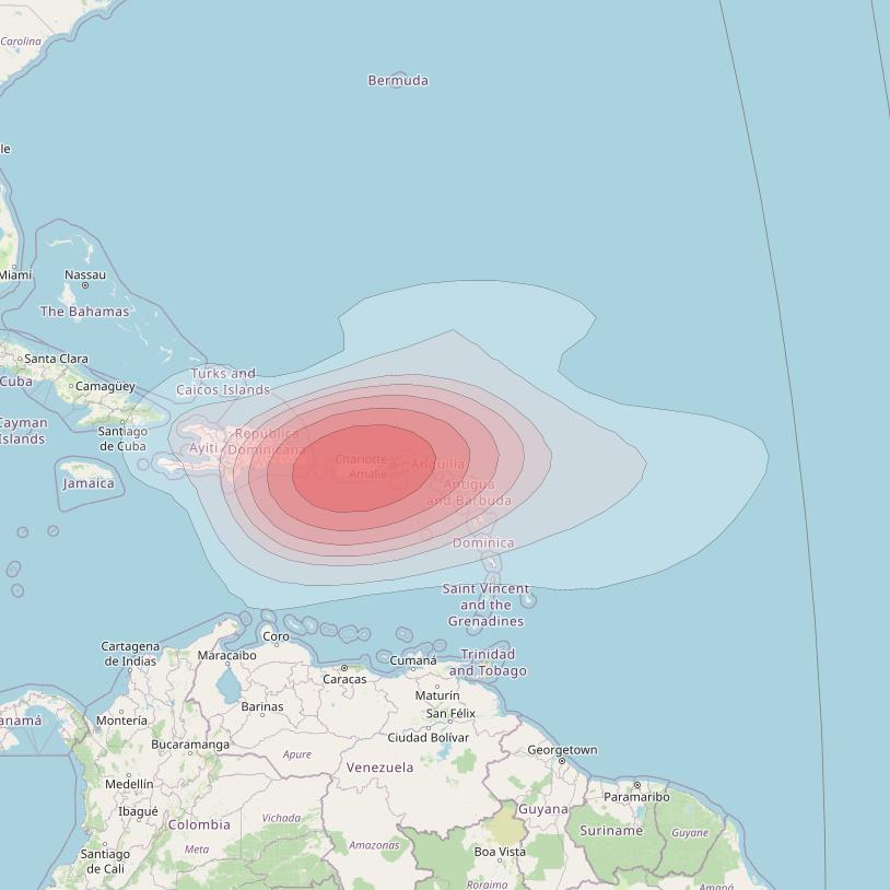 Echostar 14 at 119° W downlink Ku-band Spot B23 (PuertoRico) beam coverage map