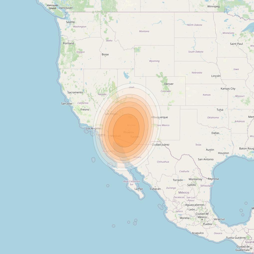 Galaxy 23 at 121° W downlink Ka-band Phoenix Spot beam coverage map