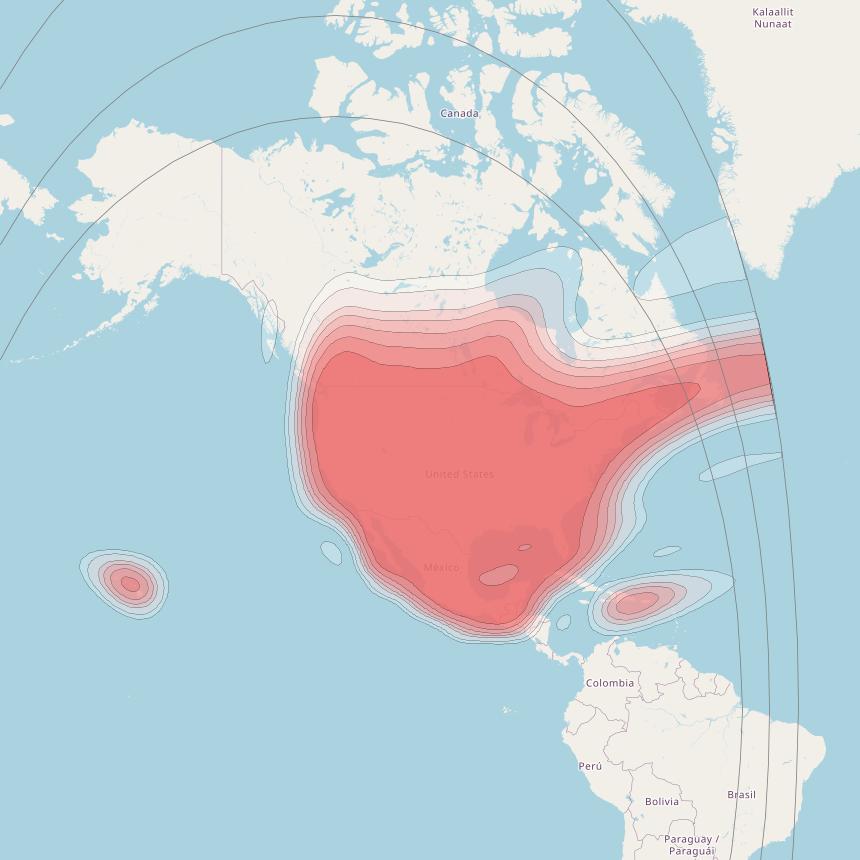 Galaxy 23 at 121° W downlink Ku-band North America Beam coverage map