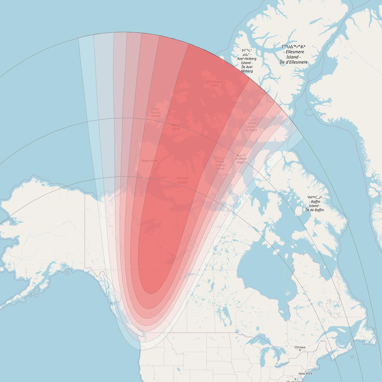 SES 15 at 129° W downlink Ku-band User Spot 07 beam coverage map