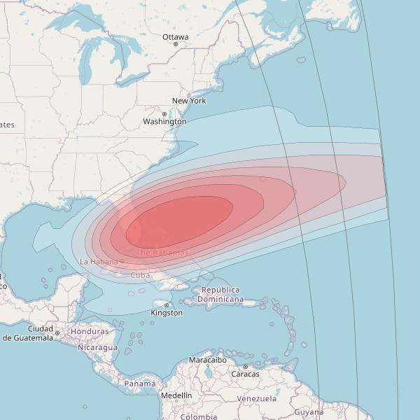 SES 15 at 129° W downlink Ku-band User Spot 19 beam coverage map