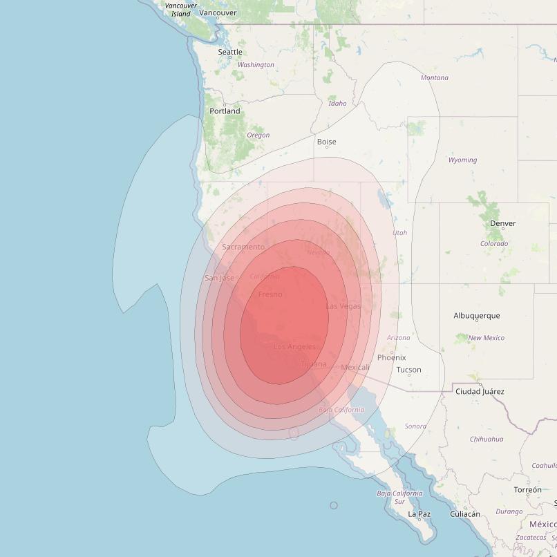 SES 15 at 129° W downlink Ku-band User Spot 24 beam coverage map