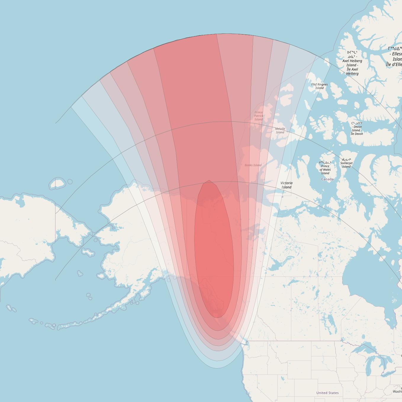 SES 15 at 129° W downlink Ku-band User Spot 39 beam coverage map