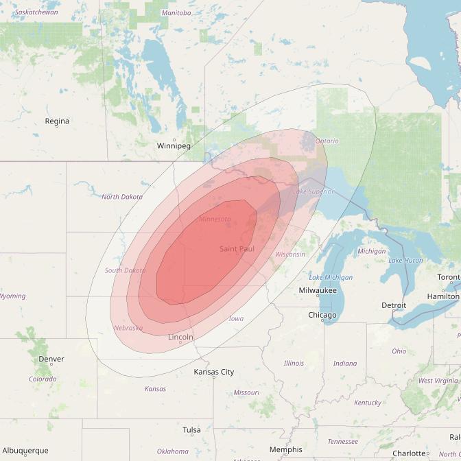 Ciel 2 at 129° W downlink Ku-band  CentralMinnesotaSB14 Spot Beam coverage map