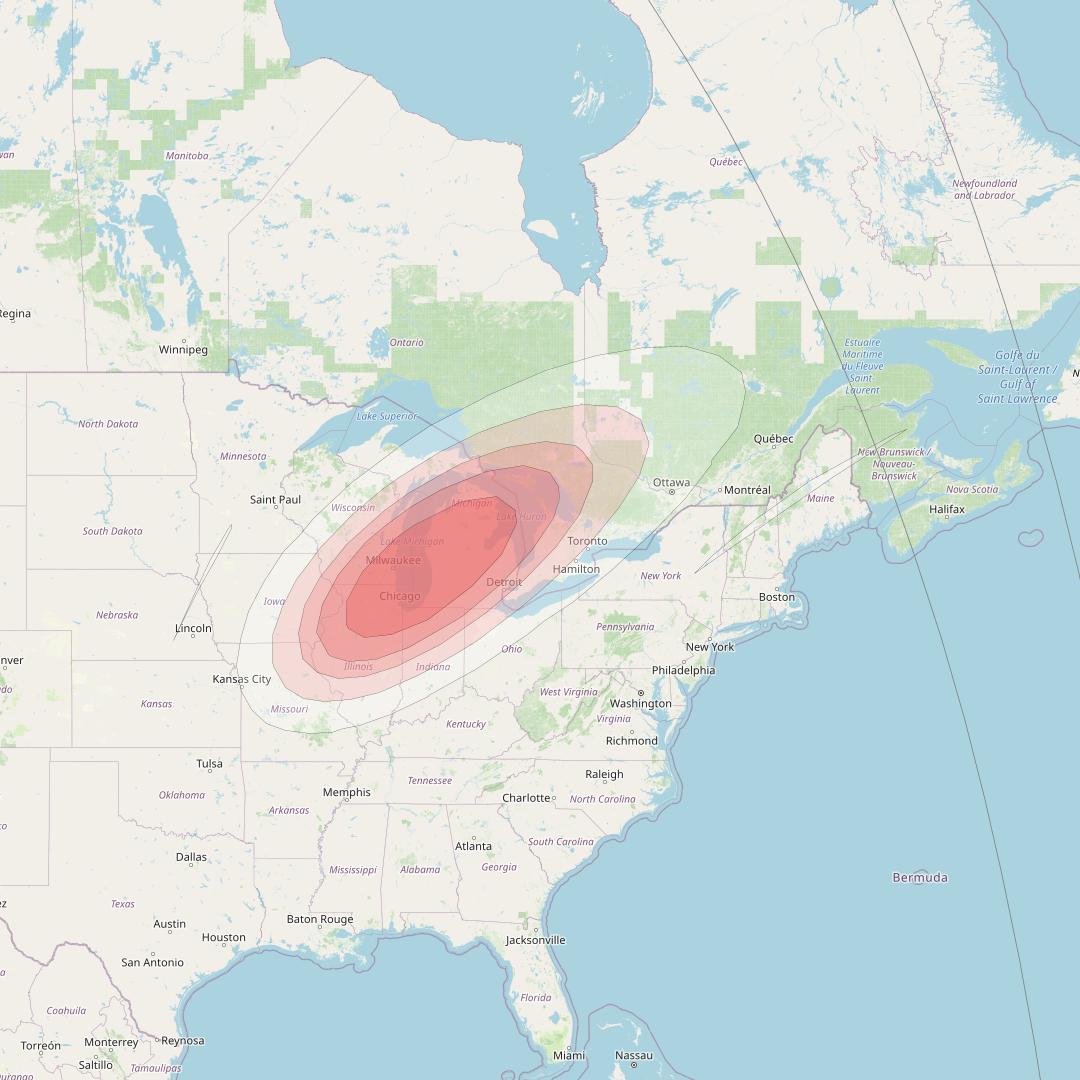 Ciel 2 at 129° W downlink Ku-band  LakeMichiganSB22 Spot Beam coverage map