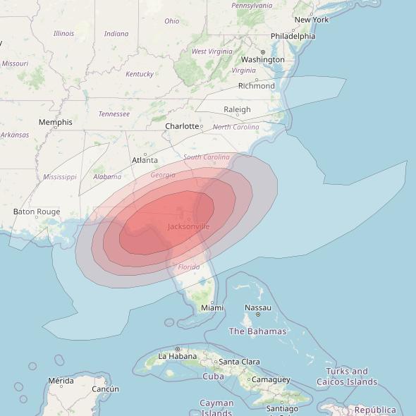 Ciel 2 at 129° W downlink Ku-band  NEFloridaSB51 Spot Beam coverage map