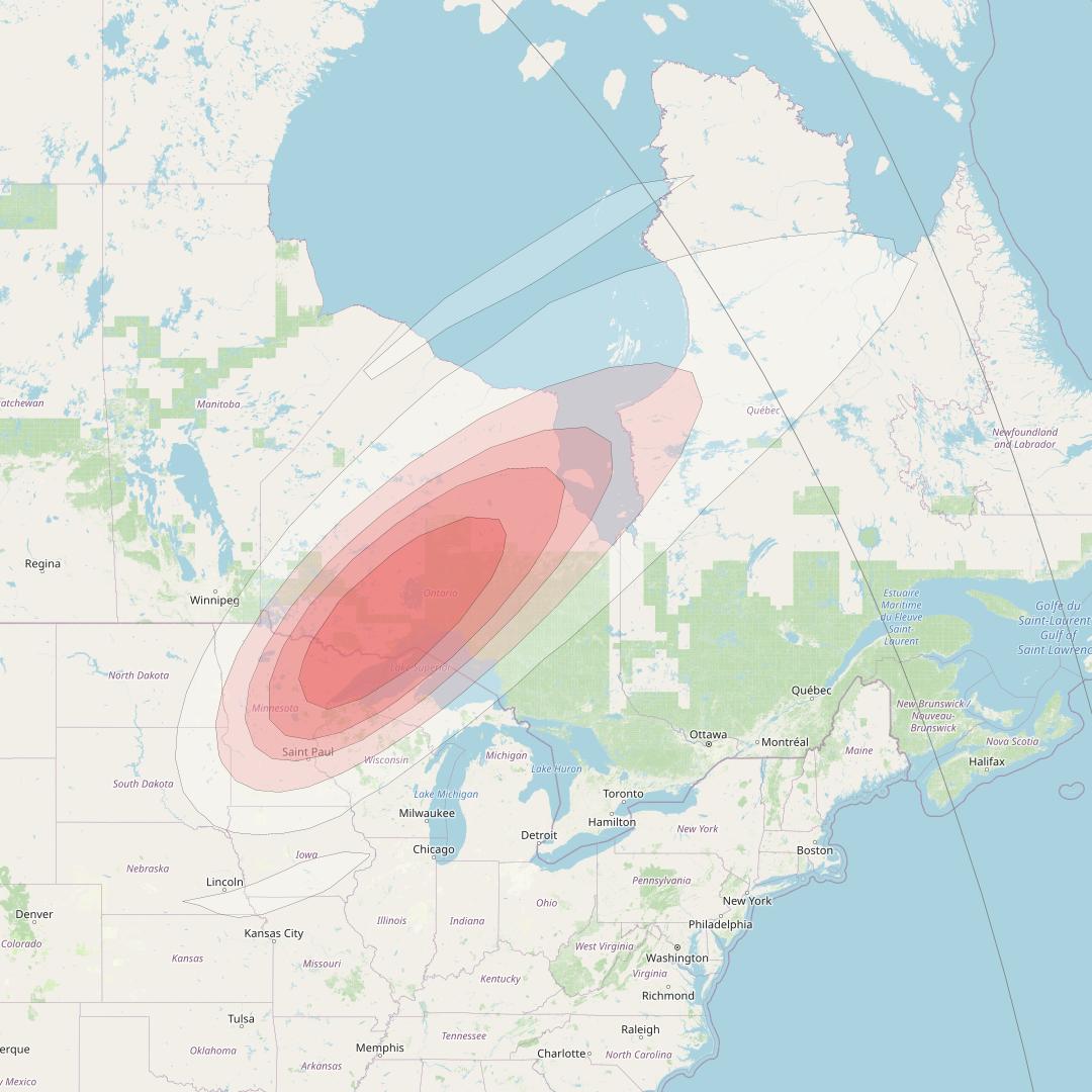 Ciel 2 at 129° W downlink Ku-band  NEMinnesotaSB9 Spot Beam coverage map