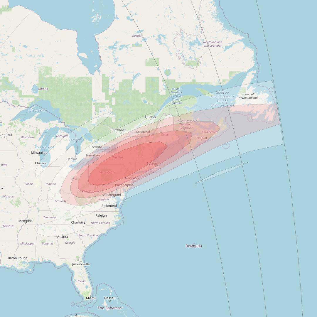 Ciel 2 at 129° W downlink Ku-band  SCentralNewYorkSB26 Spot Beam coverage map