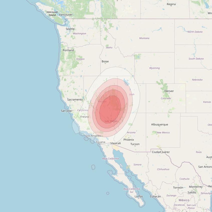 Ciel 2 at 129° W downlink Ku-band  SENevadaSB27 Spot Beam coverage map