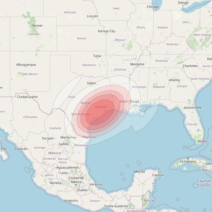 Ciel 2 at 129° W downlink Ku-band  SETexasSB49 Spot Beam coverage map