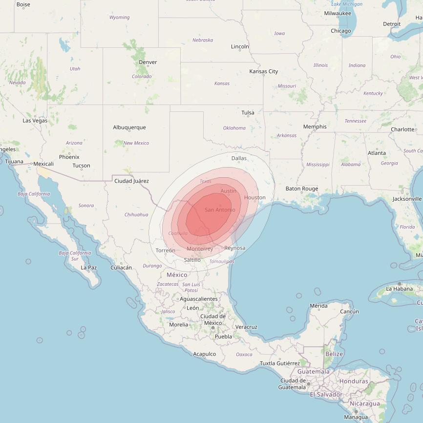 Ciel 2 at 129° W downlink Ku-band  SWTexasSB48 Spot Beam coverage map