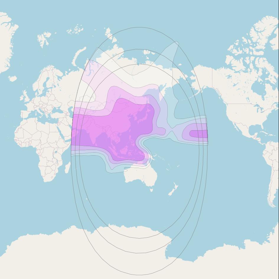 JCSat 5A at 132° E downlink C-band Wide beam coverage map