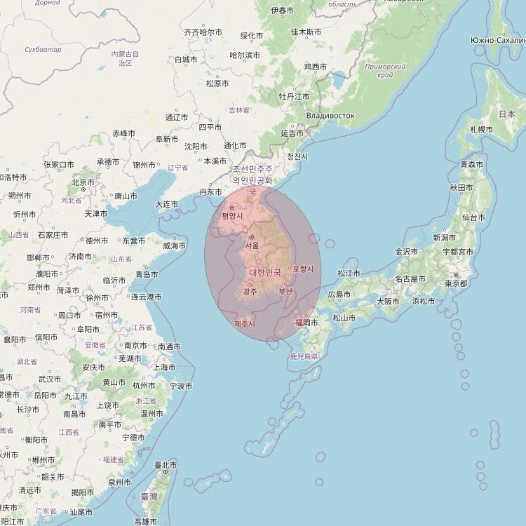 APSTAR 6D at 134° E downlink Ku-band S22 User Spot beam coverage map