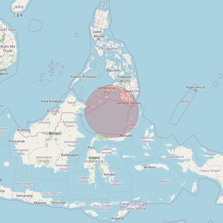 APSTAR 6D at 134° E downlink Ku-band S36 User Spot beam coverage map