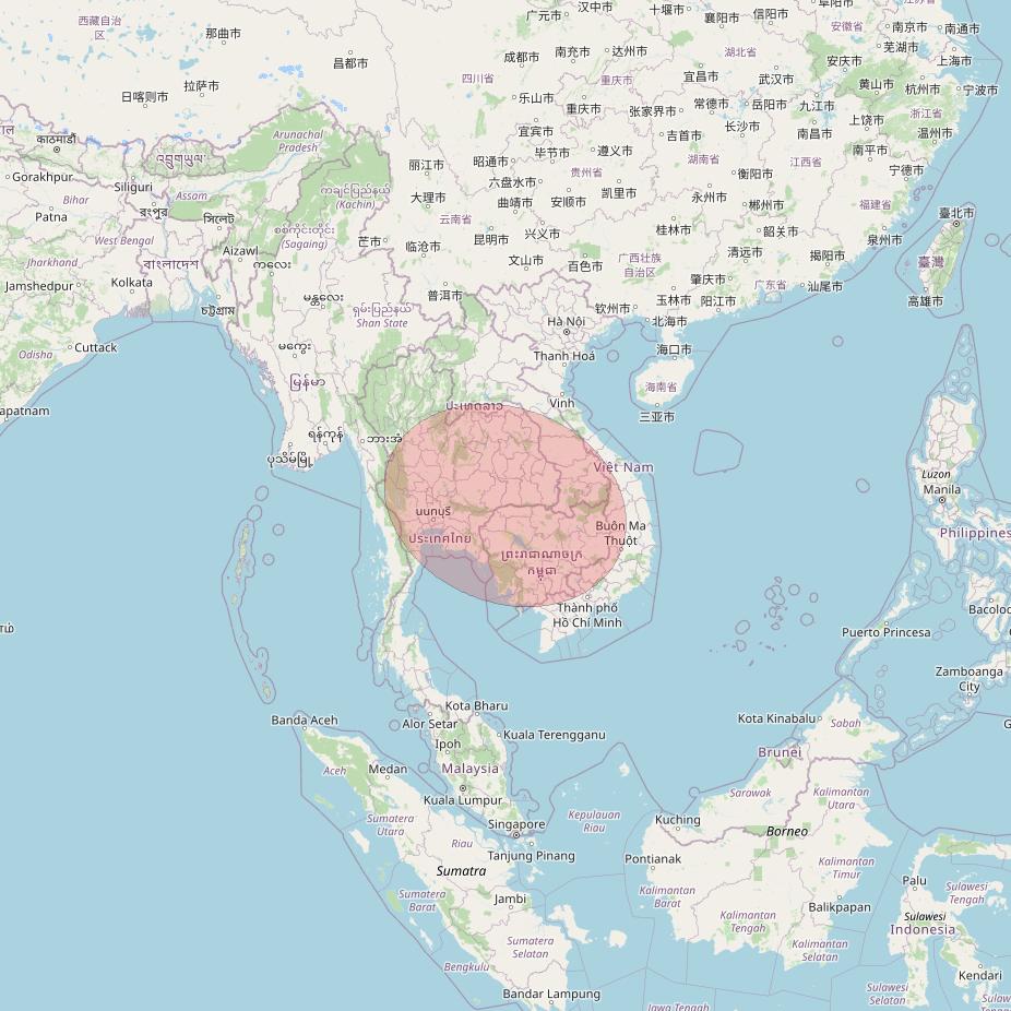 APSTAR 6D at 134° E downlink Ku-band S39 User Spot beam coverage map