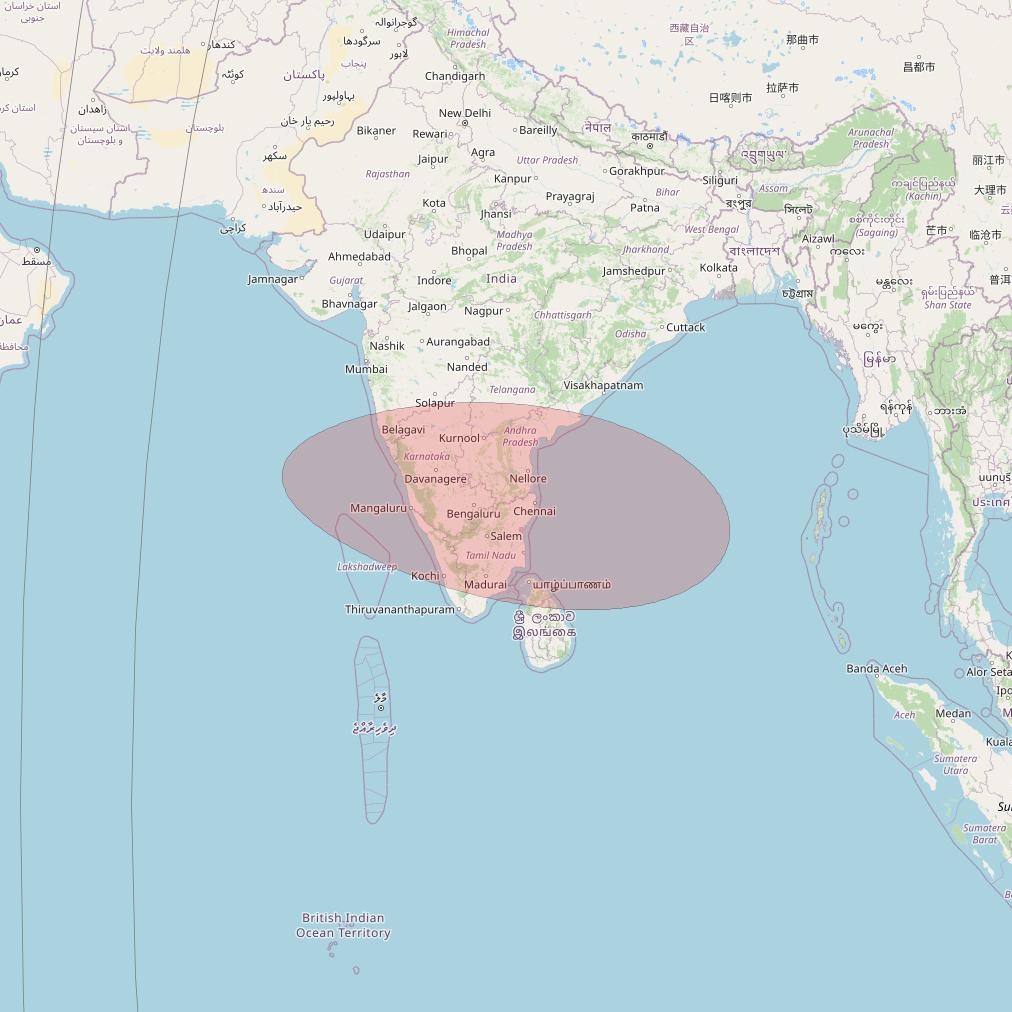 APSTAR 6D at 134° E downlink Ku-band S45 User Spot beam coverage map