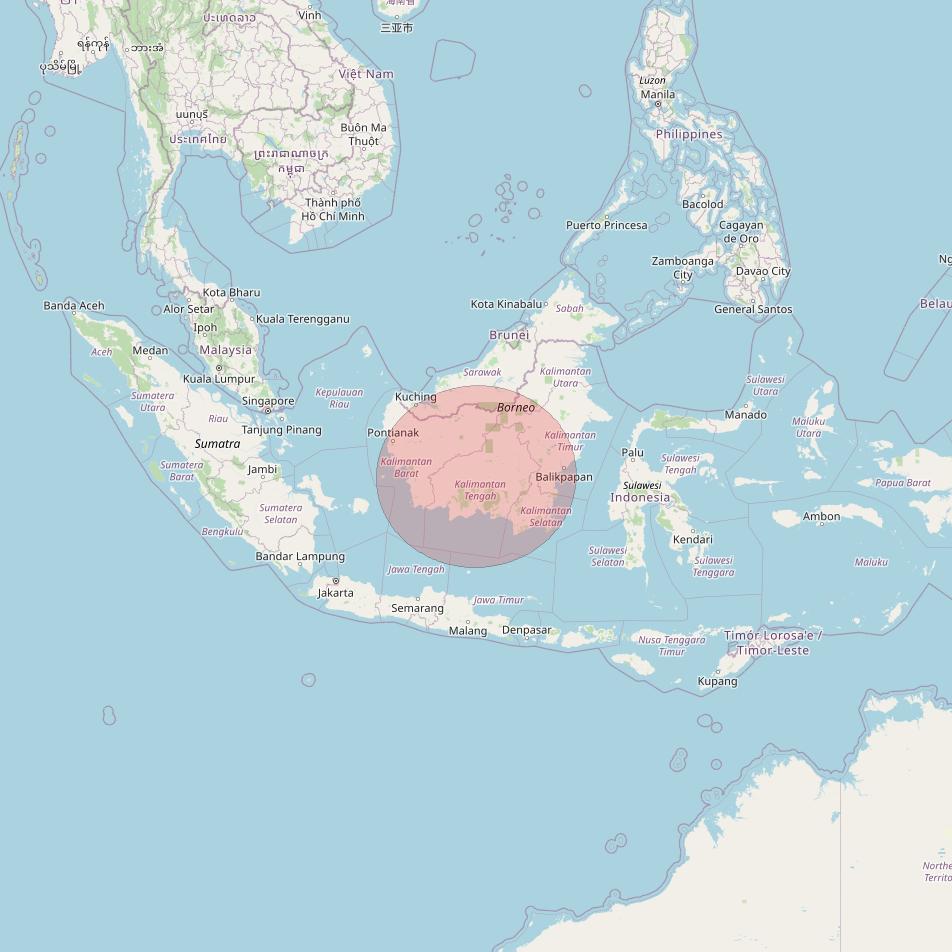 APSTAR 6D at 134° E downlink Ku-band S55 User Spot beam coverage map