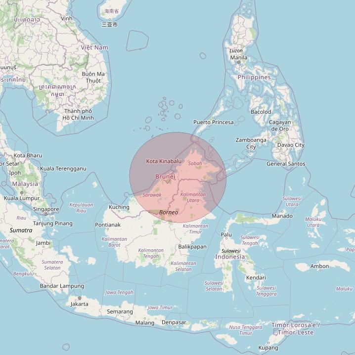 APSTAR 6D at 134° E downlink Ku-band S57 User Spot beam coverage map